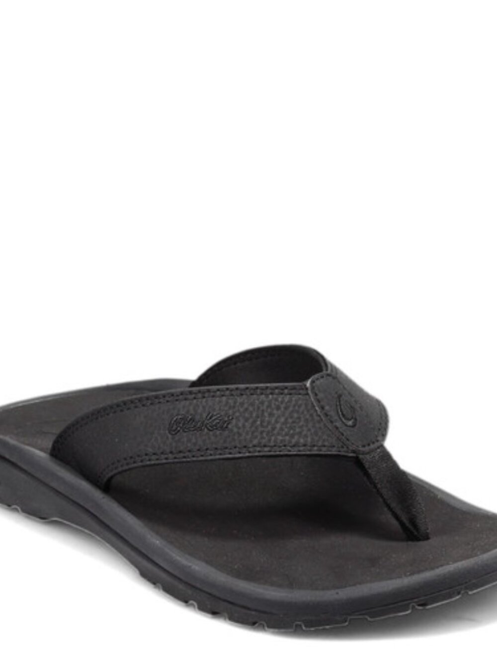 Olukai Men's Black Ohana Waterproof Leather Slip-On Thong Sandal Size 9